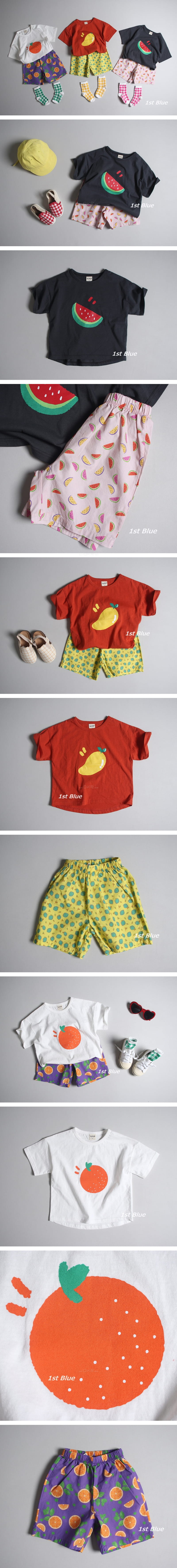 1ST BLUE - Korean Children Fashion - #Kfashion4kids - Sureo Fruit Top Bottom Set