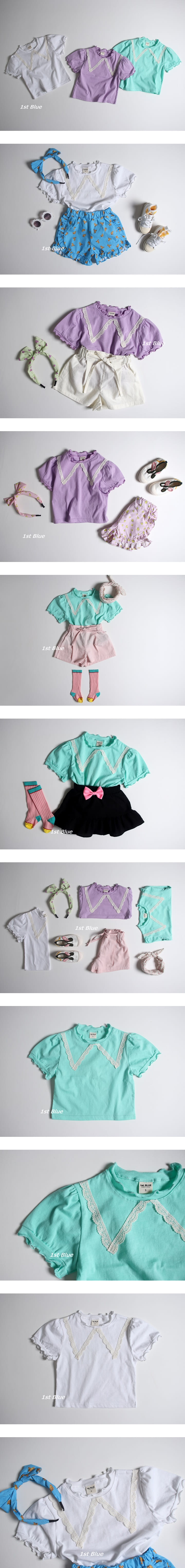 1ST BLUE - Korean Children Fashion - #Kfashion4kids - Lovely Lace Tee