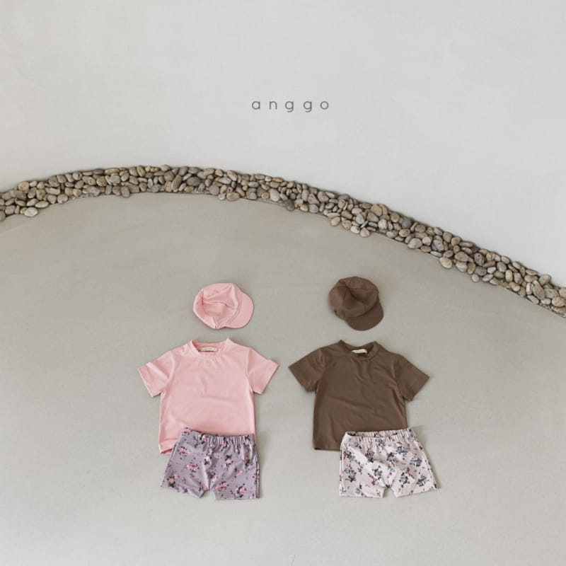ANGGO - Korean Children Fashion - #Kfashion4kids - Aloha Top Bottom Set Swimwear with Hat