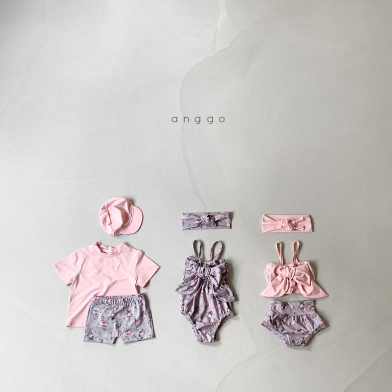 ANGGO - Korean Children Fashion - #Kfashion4kids - Aloha Top Bottom Set Swimwear with Hat - 8