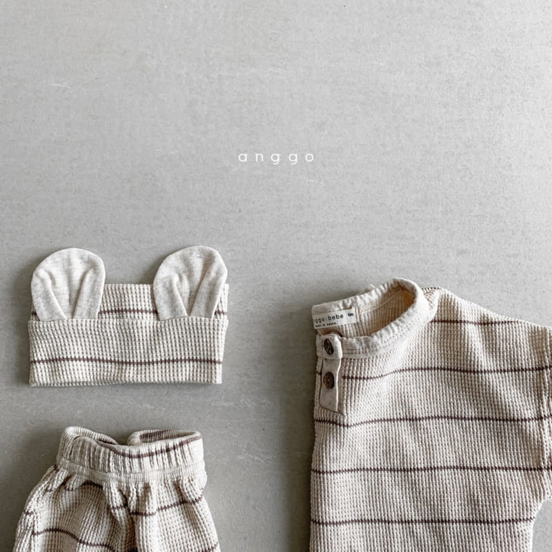 ANGGO - Korean Children Fashion - #Kfashion4kids - Baby Cappuccino Top Bottom Set  - 3