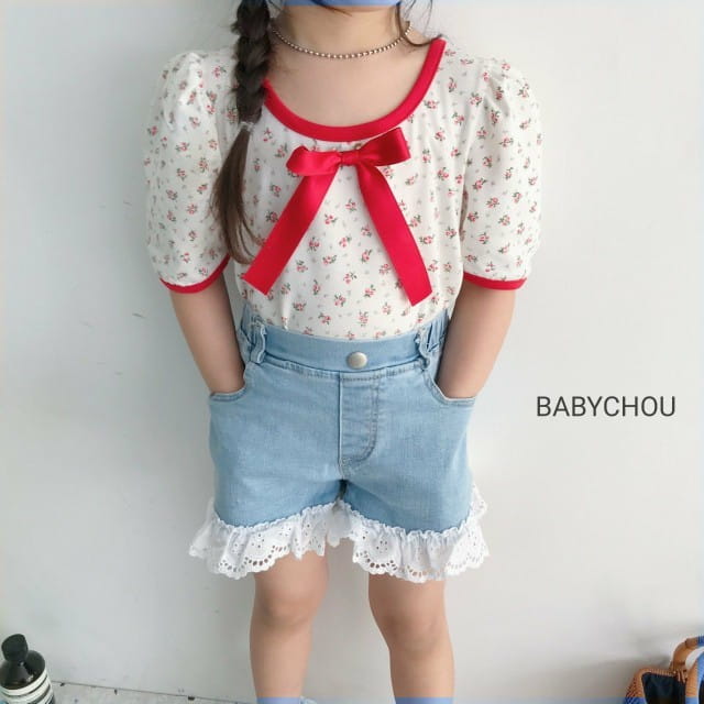 BABYCHOU - Korean Children Fashion - #Kfashion4kids - Lace Denim Shorts - 6