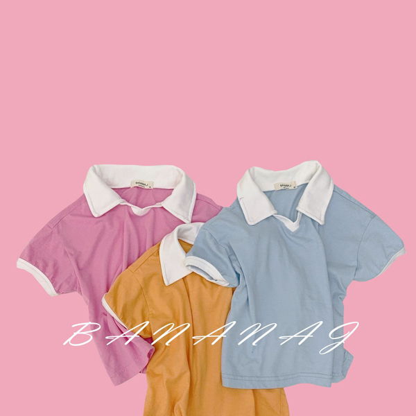 BANANA J - Korean Children Fashion - #Kfashion4kids - Peach Collar Tee - 2