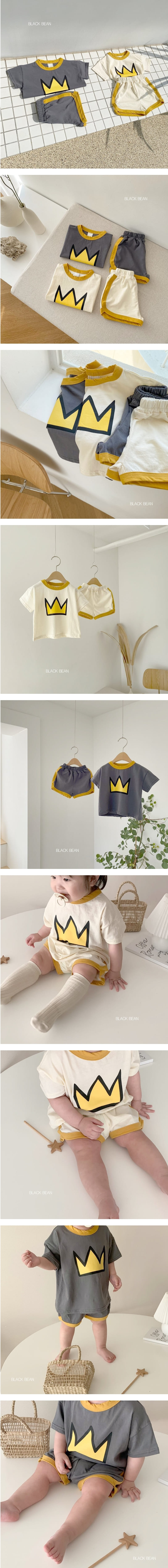 BLACK BEAN - Korean Children Fashion - #Kfashion4kids - Crown Bebe Top Bottom Set