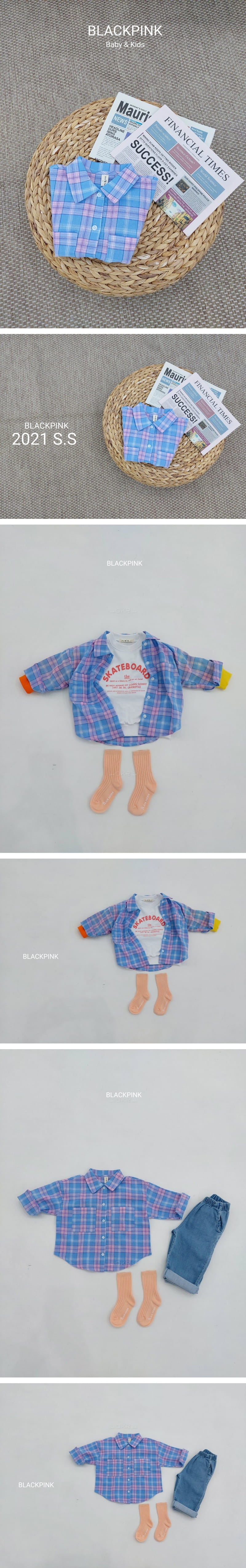 BLACK PINK - Korean Children Fashion - #Kfashion4kids - Check Shirt