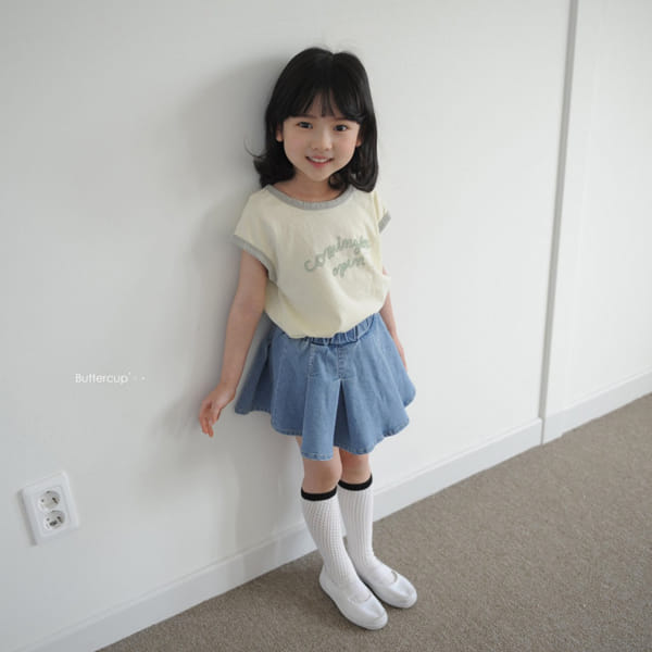 BUTTERCUP - Korean Children Fashion - #Kfashion4kids - Inverted Pleats Denim Skirt Leggings
