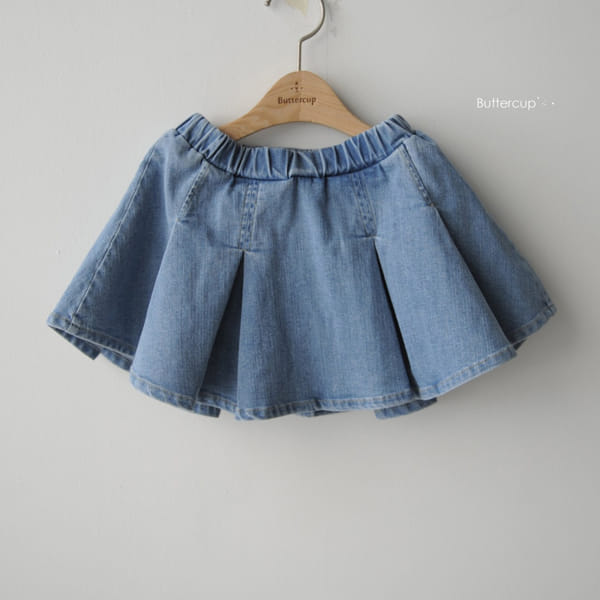 BUTTERCUP - Korean Children Fashion - #Kfashion4kids - Inverted Pleats Denim Skirt Leggings - 6