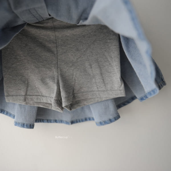 BUTTERCUP - Korean Children Fashion - #Kfashion4kids - Inverted Pleats Denim Skirt Leggings - 7