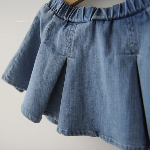 BUTTERCUP - Korean Children Fashion - #Kfashion4kids - Inverted Pleats Denim Skirt Leggings - 8