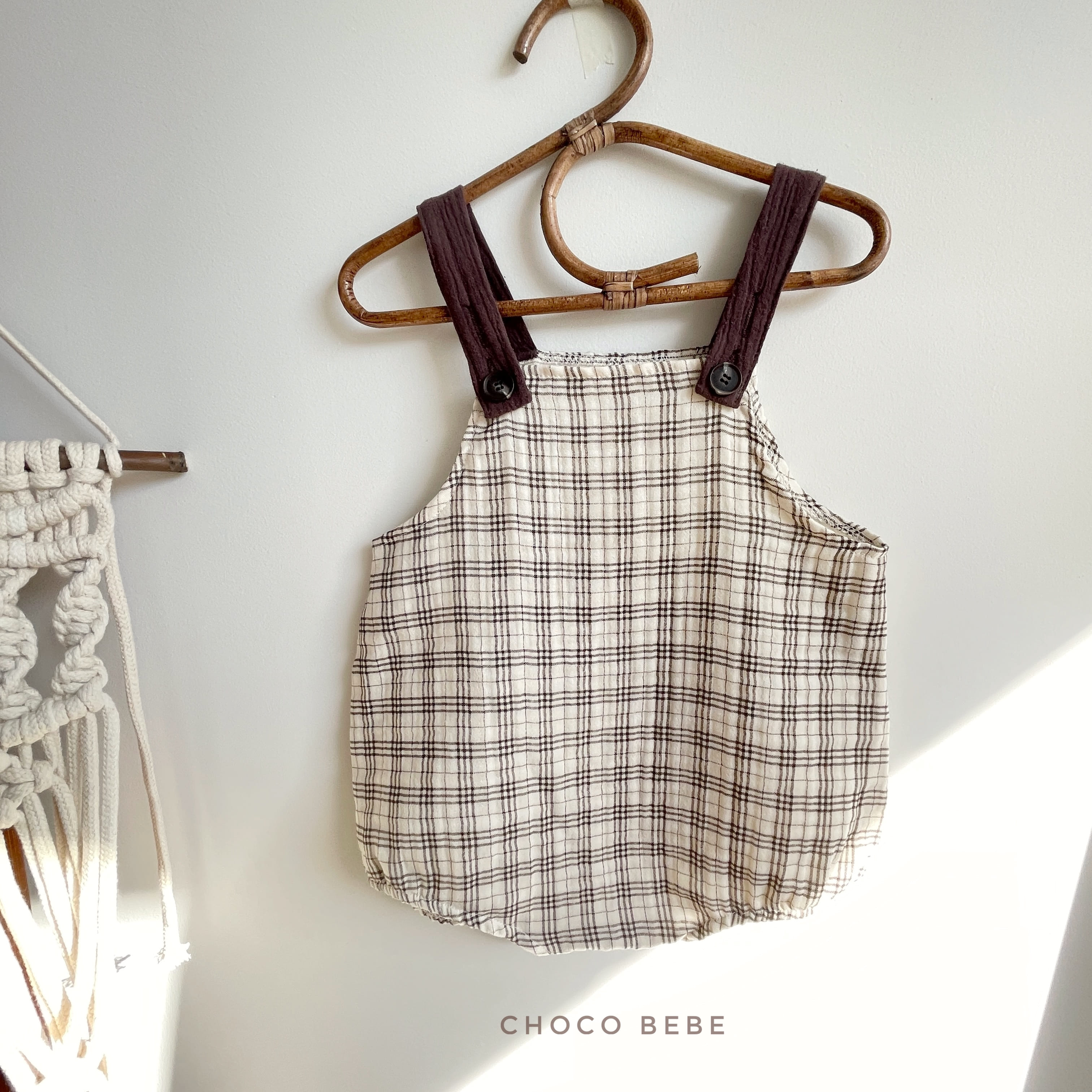 CHOCO BEBE - Korean Children Fashion - #Kfashion4kids - Check Dungarees Bodysuit Pants - 2