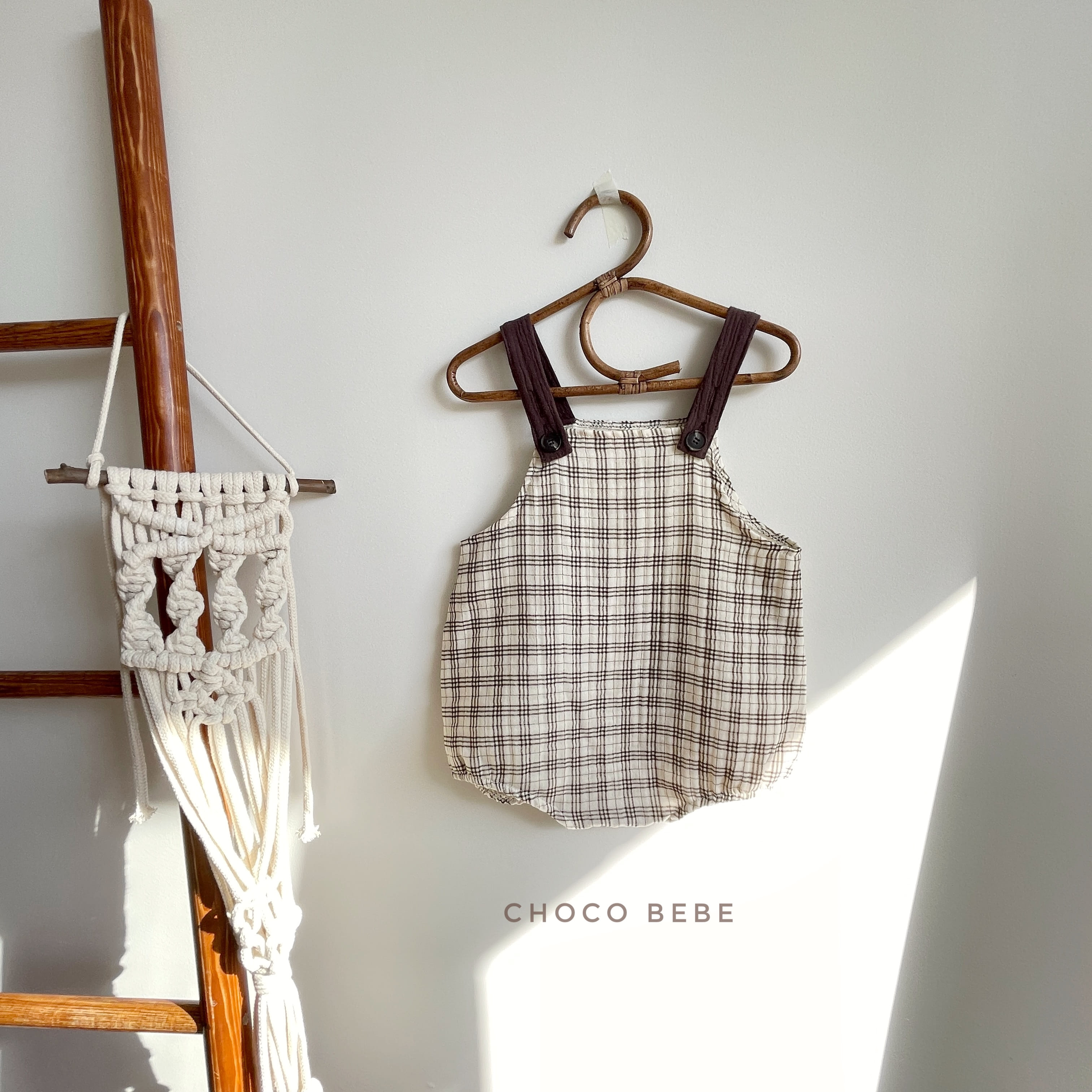 CHOCO BEBE - Korean Children Fashion - #Kfashion4kids - Check Dungarees Bodysuit Pants - 3