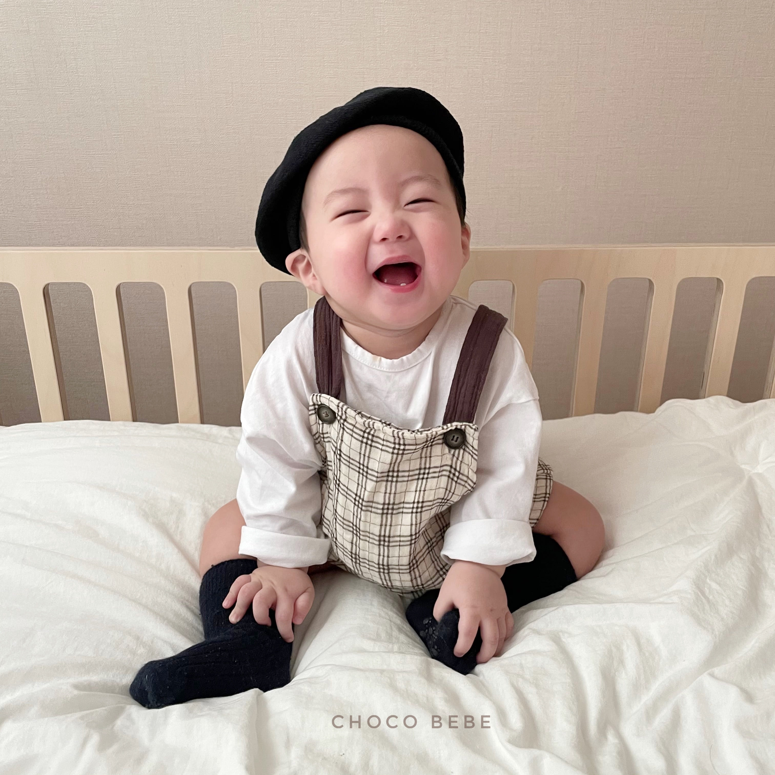 CHOCO BEBE - Korean Children Fashion - #Kfashion4kids - Check Dungarees Bodysuit Pants - 4