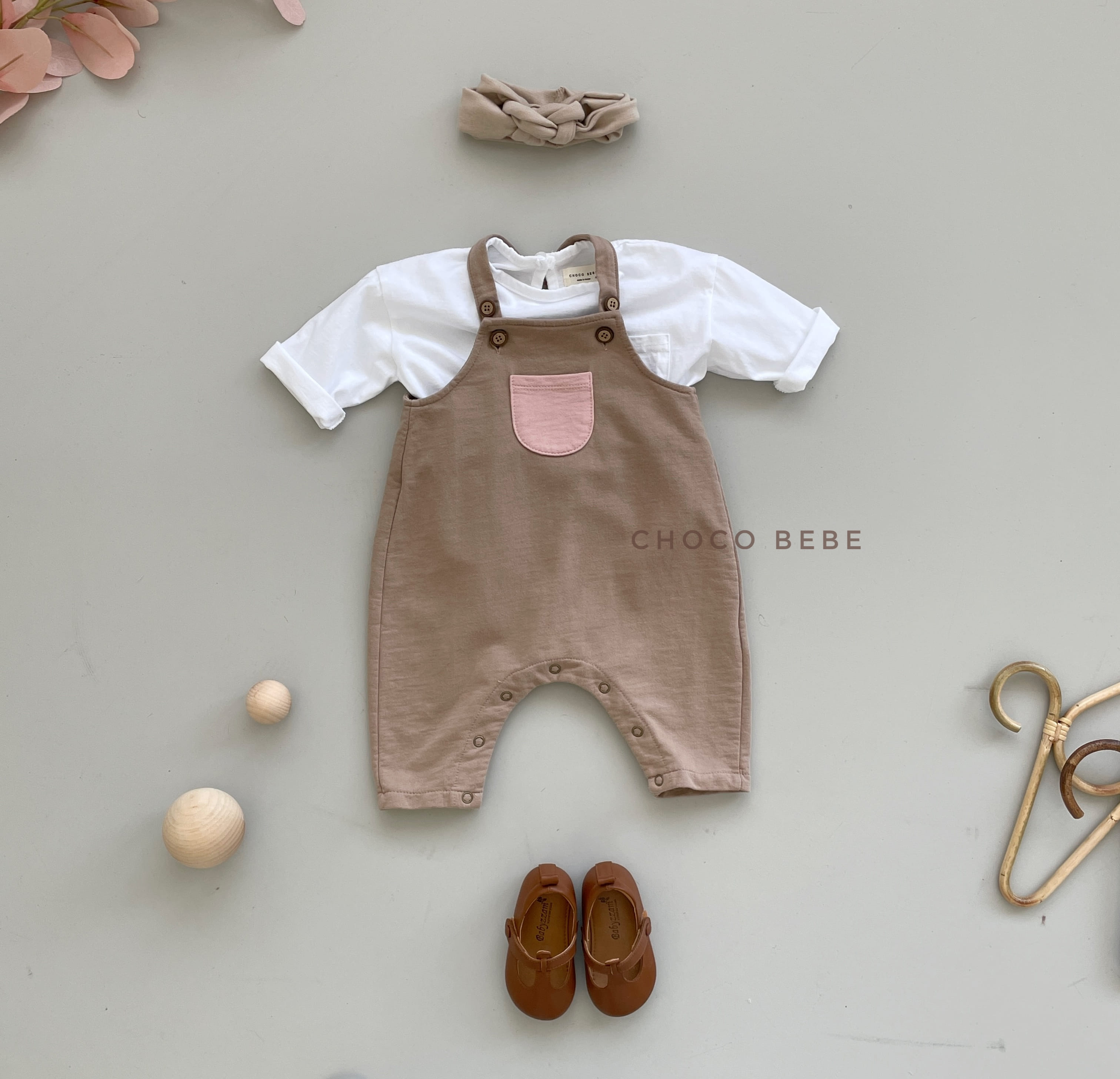 CHOCO BEBE - Korean Children Fashion - #Kfashion4kids - Pocket Dungarees Bodysuit