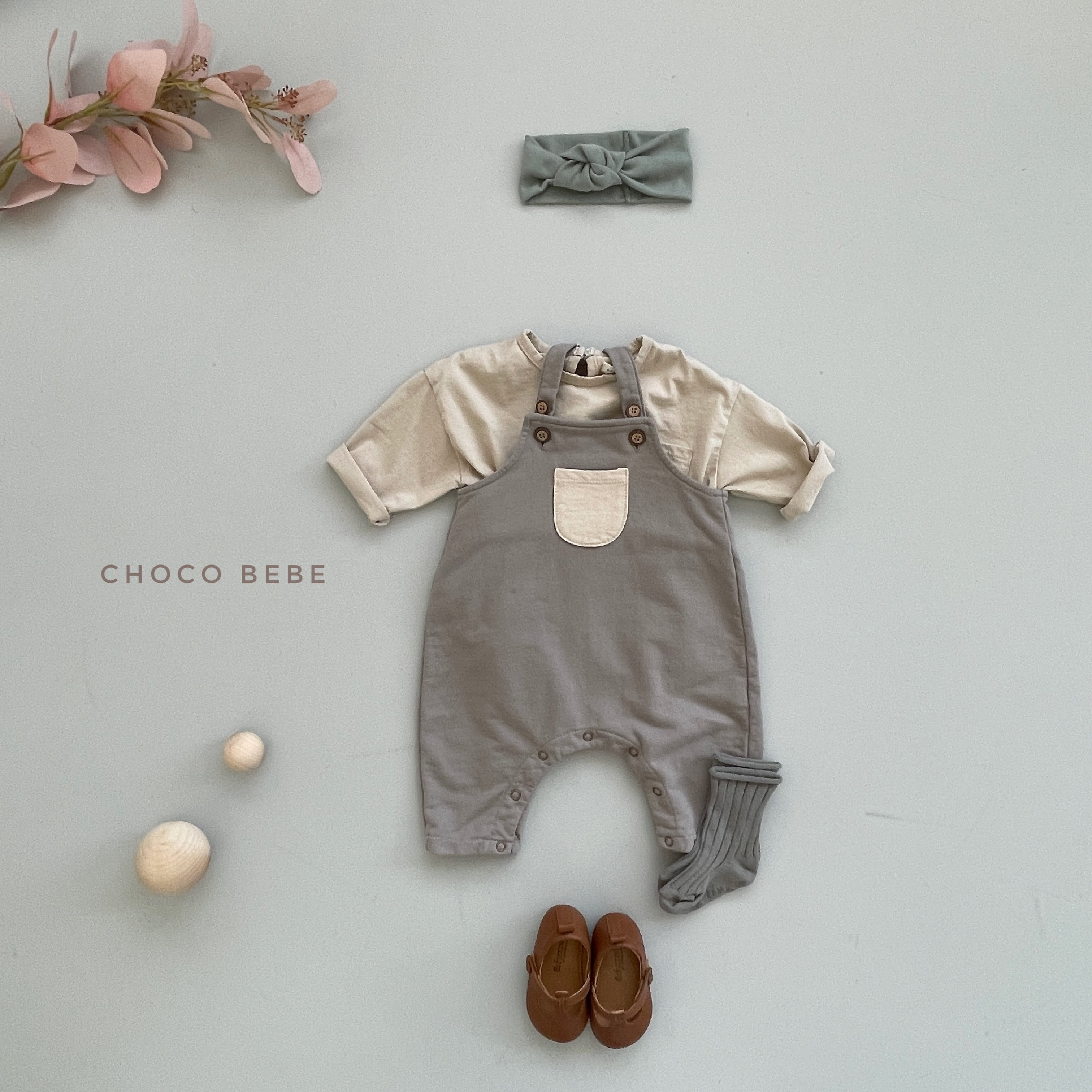 CHOCO BEBE - Korean Children Fashion - #Kfashion4kids - Pocket Dungarees Bodysuit - 2