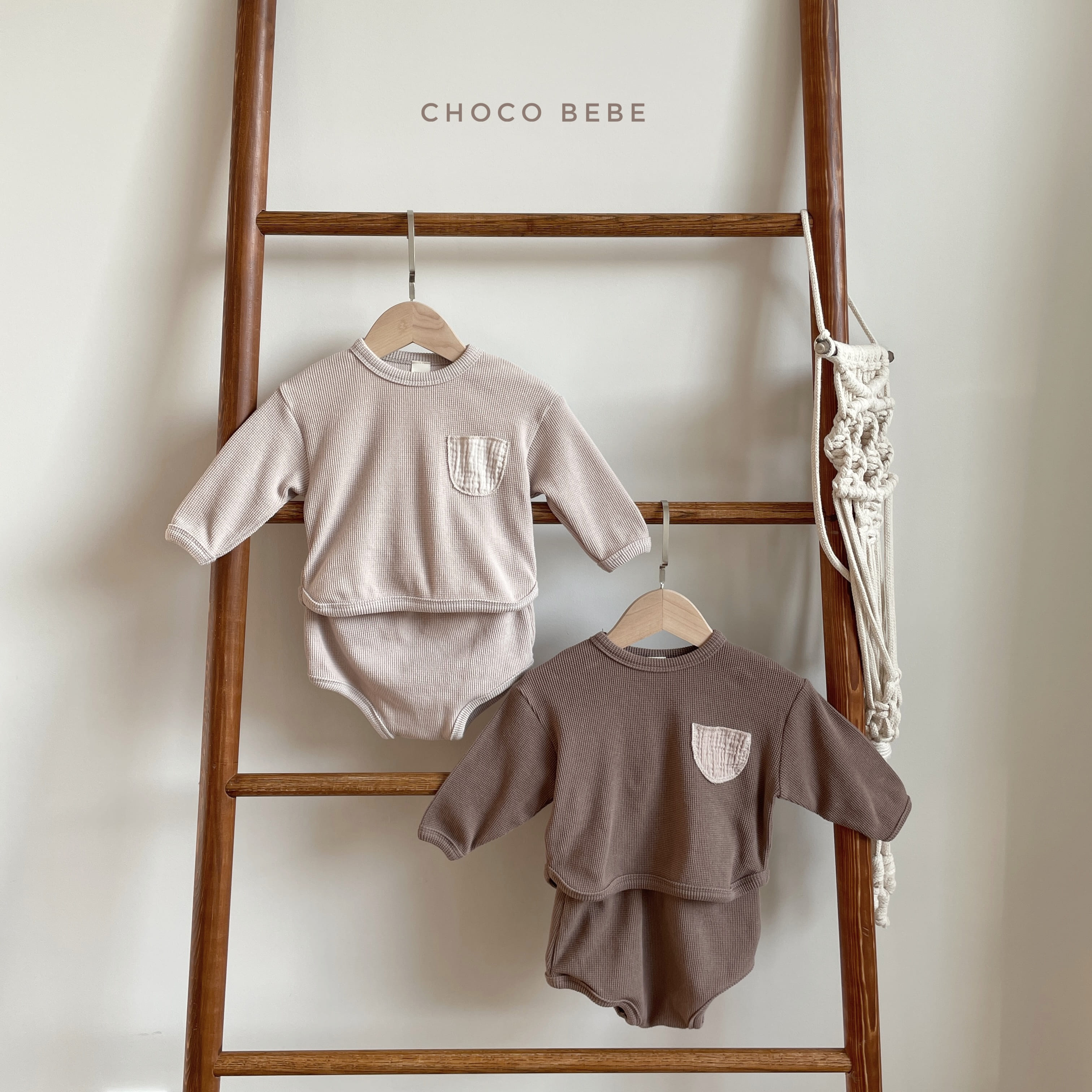 CHOCO BEBE - Korean Children Fashion - #Kfashion4kids - Waffle Pocket Top Bottom Set - 6