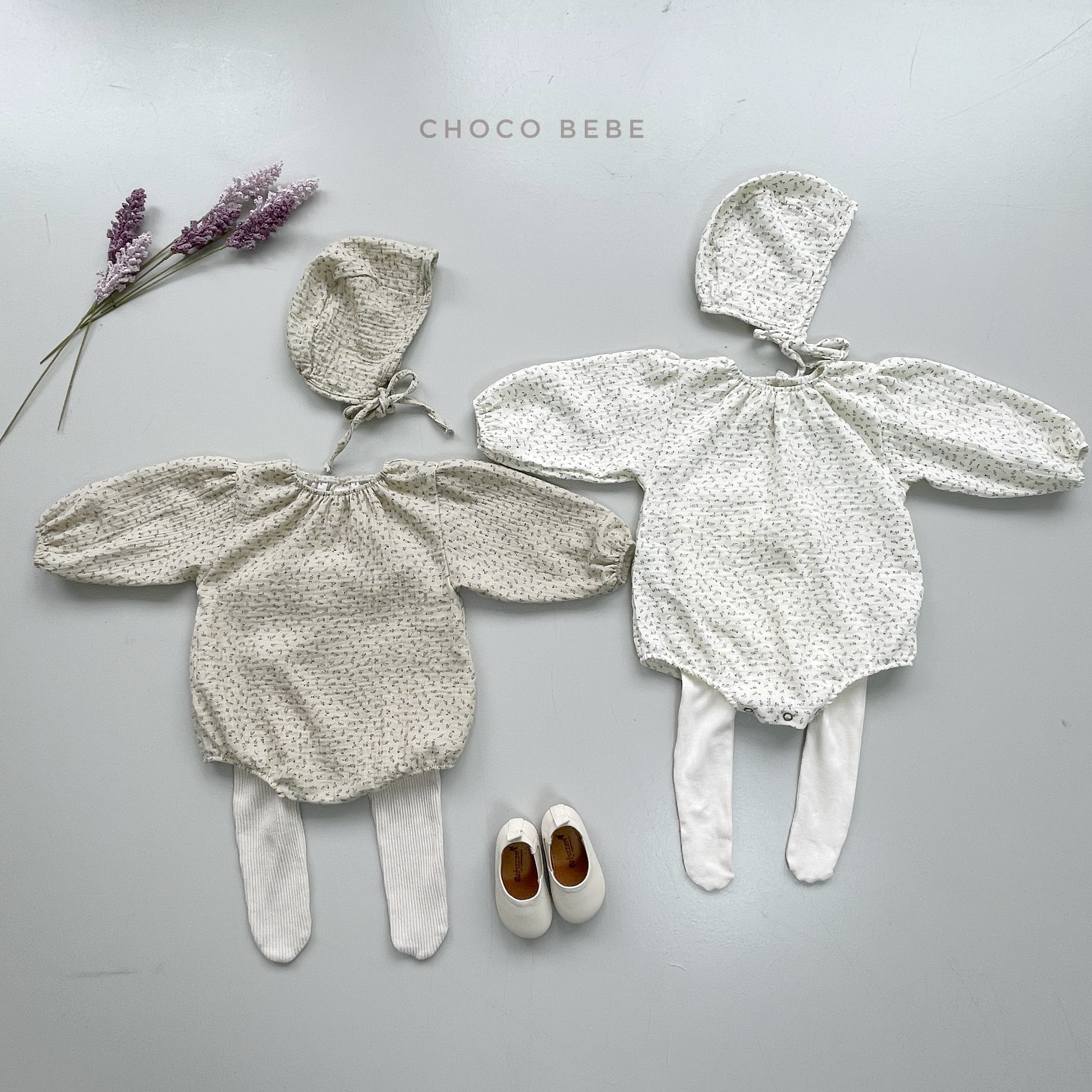 CHOCO BEBE - Korean Children Fashion - #Kfashion4kids - Flower Bodysuit with Bonnet - 10
