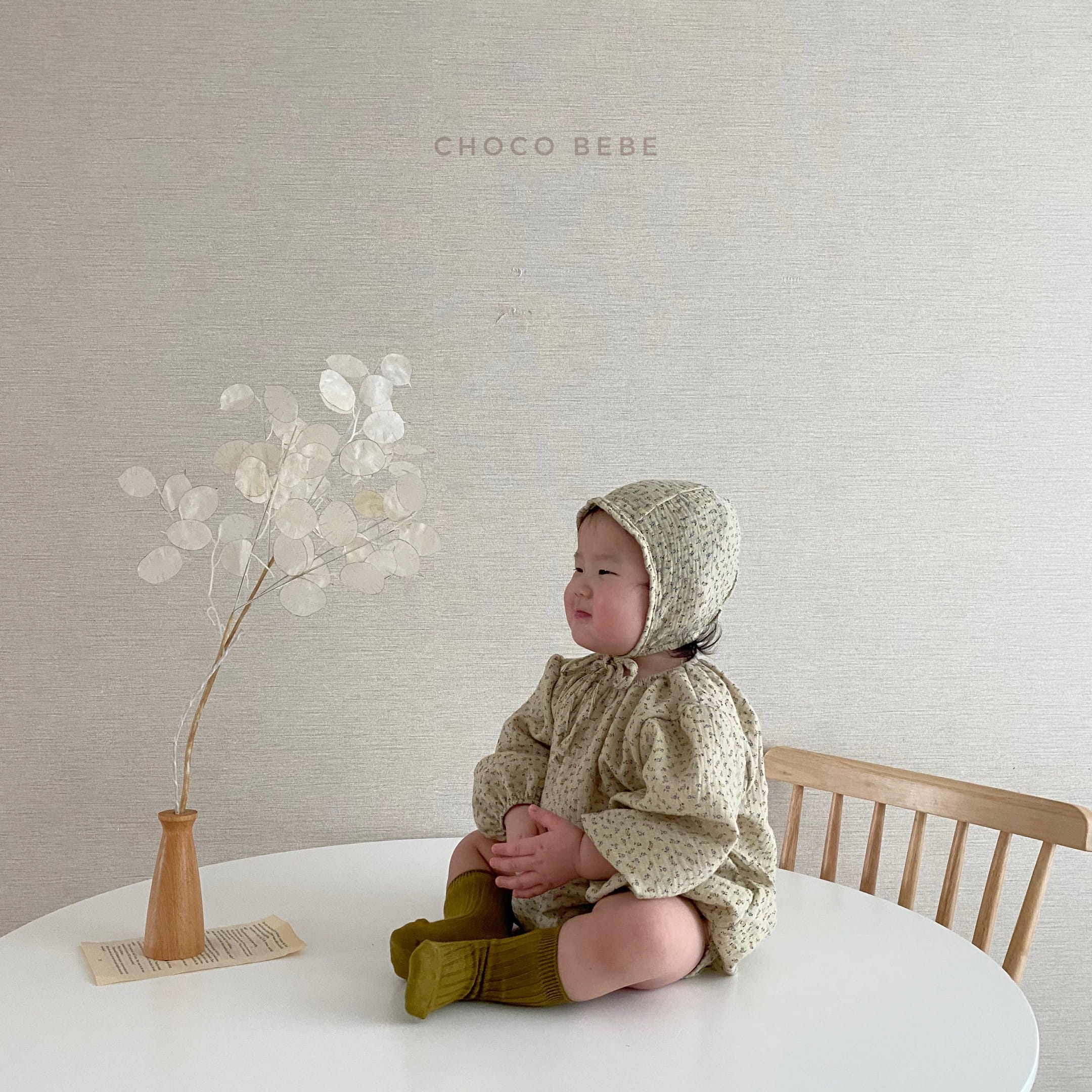 CHOCO BEBE - Korean Children Fashion - #Kfashion4kids - Flower Bodysuit with Bonnet - 5