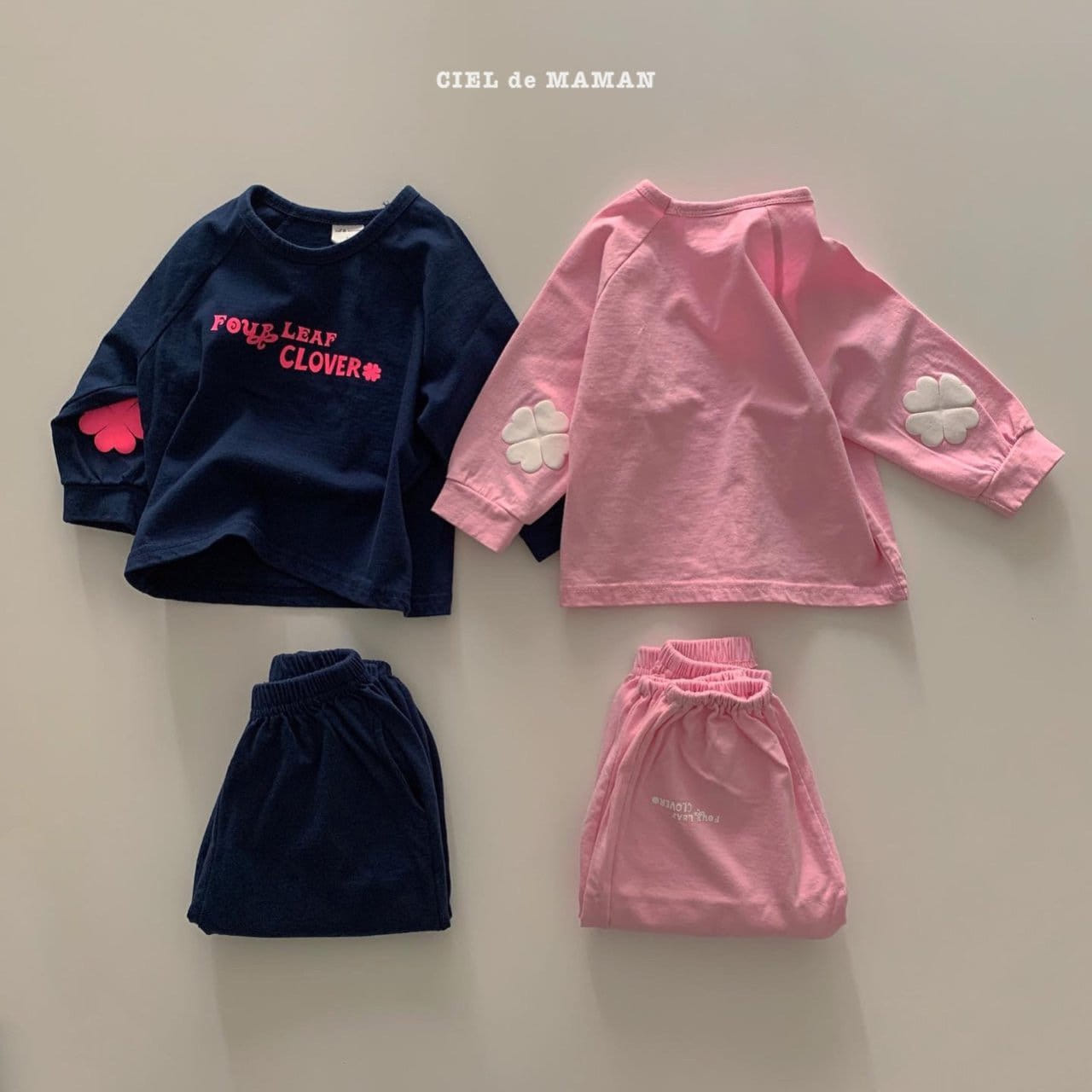 CIEL DE MAMAN - Korean Children Fashion - #Kfashion4kids - Clover Top Bottom Set - 4