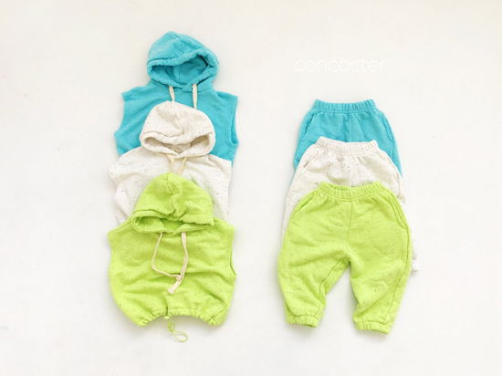 CONCOCTER - Korean Children Fashion - #Kfashion4kids - Kock Kock Kock Hoody Vest Bottom Set