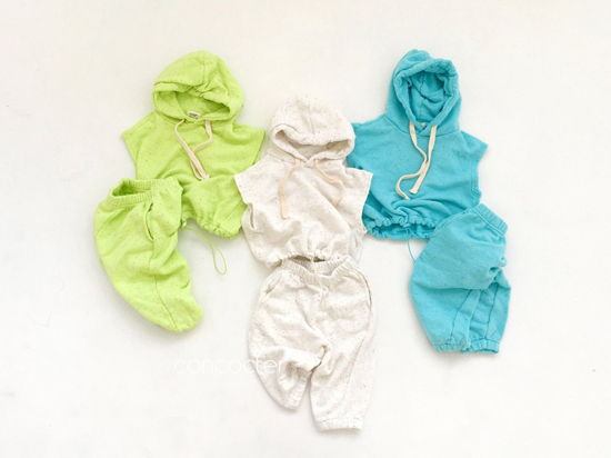CONCOCTER - Korean Children Fashion - #Kfashion4kids - Kock Kock Kock Hoody Vest Bottom Set - 2