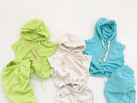 CONCOCTER - Korean Children Fashion - #Kfashion4kids - Kock Kock Kock Hoody Vest Bottom Set - 3
