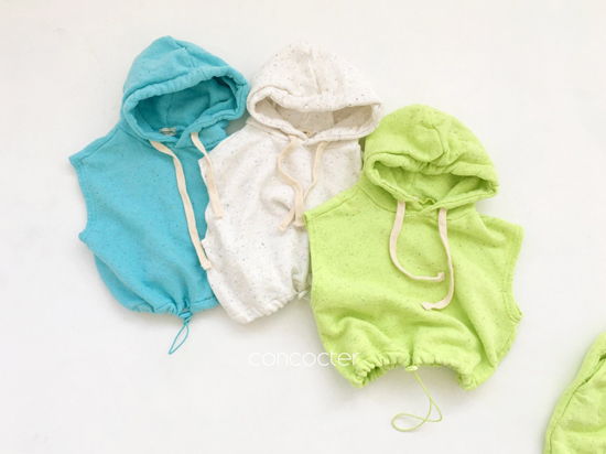 CONCOCTER - Korean Children Fashion - #Kfashion4kids - Kock Kock Kock Hoody Vest Bottom Set - 4