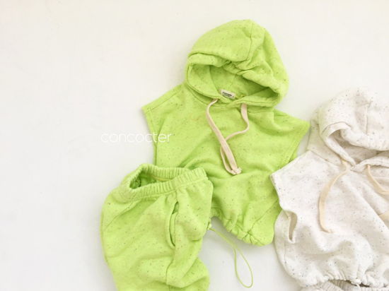 CONCOCTER - Korean Children Fashion - #Kfashion4kids - Kock Kock Kock Hoody Vest Bottom Set - 6
