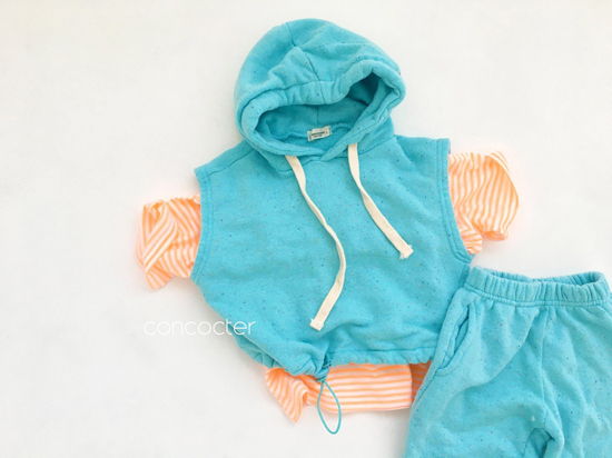 CONCOCTER - Korean Children Fashion - #Kfashion4kids - Kock Kock Kock Hoody Vest Bottom Set - 7