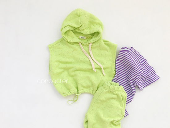 CONCOCTER - Korean Children Fashion - #Kfashion4kids - Kock Kock Kock Hoody Vest Bottom Set - 8