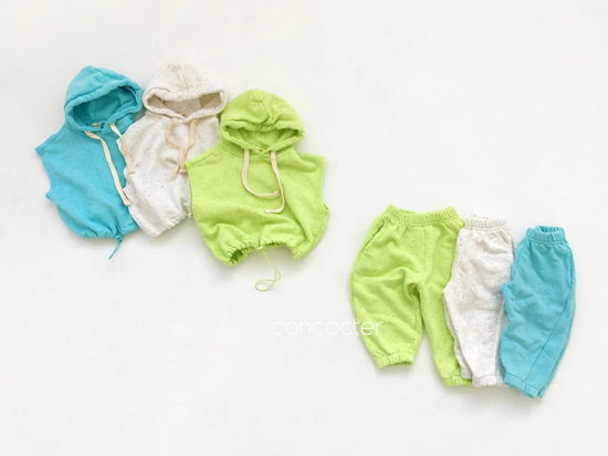 CONCOCTER - Korean Children Fashion - #Kfashion4kids - Kock Kock Kock Hoody Vest Bottom Set - 9