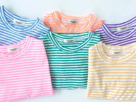 CONCOCTER - Korean Children Fashion - #Kfashion4kids - Bbom Bbom Stripes Twin Tee 1+1 - 2