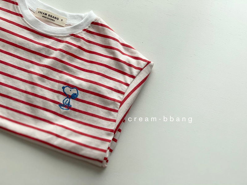 CREAM BBANG - Korean Children Fashion - #Kfashion4kids - Puppy Embroidery Stripes Tee - 10