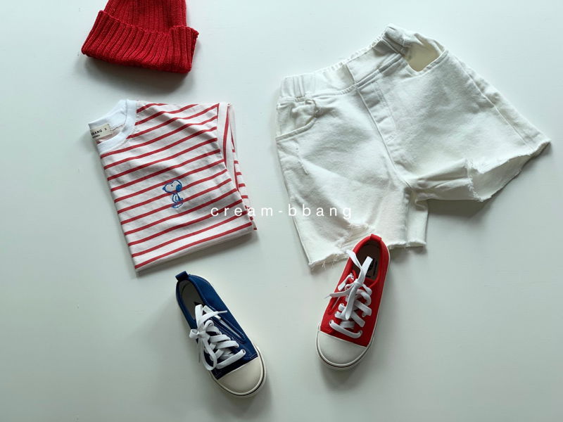 CREAM BBANG - Korean Children Fashion - #Kfashion4kids - Puppy Embroidery Stripes Tee - 11