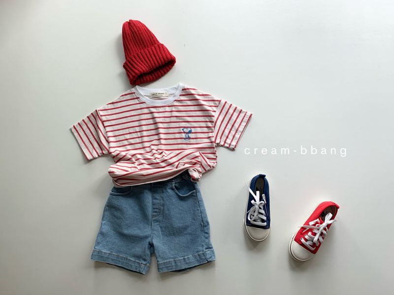 CREAM BBANG - Korean Children Fashion - #Kfashion4kids - Puppy Embroidery Stripes Tee - 2