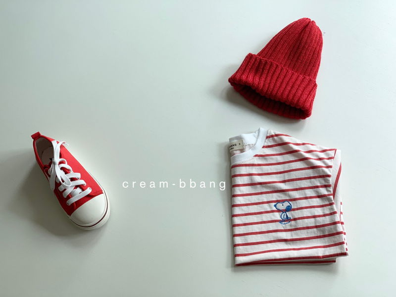 CREAM BBANG - Korean Children Fashion - #Kfashion4kids - Puppy Embroidery Stripes Tee - 4