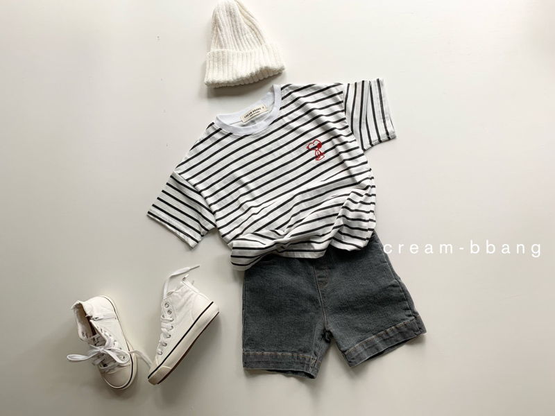 CREAM BBANG - Korean Children Fashion - #Kfashion4kids - Puppy Embroidery Stripes Tee - 5