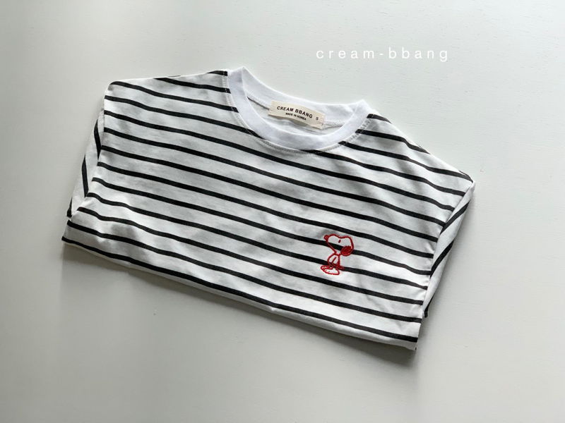 CREAM BBANG - Korean Children Fashion - #Kfashion4kids - Puppy Embroidery Stripes Tee - 9
