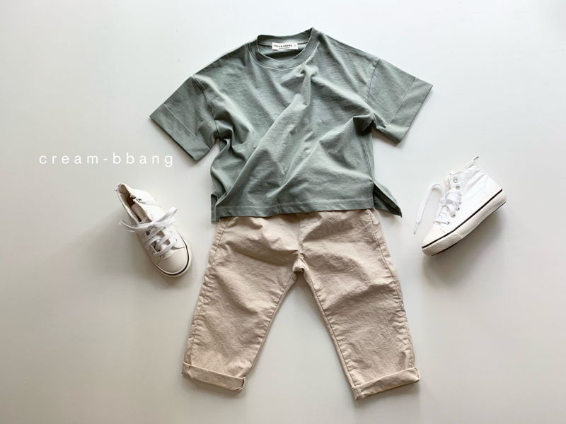CREAM BBANG - Korean Children Fashion - #Kfashion4kids - Sleeve Roll-up Tee - 6