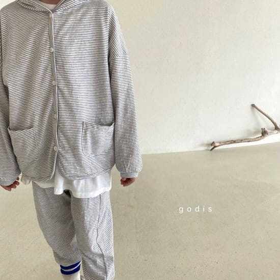 GODIS - Korean Children Fashion - #Kfashion4kids - Button Hoody Top Bottom Set - 2