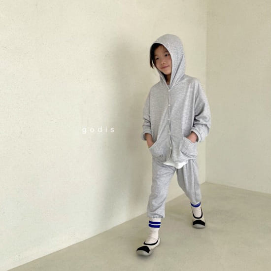GODIS - Korean Children Fashion - #Kfashion4kids - Button Hoody Top Bottom Set - 3