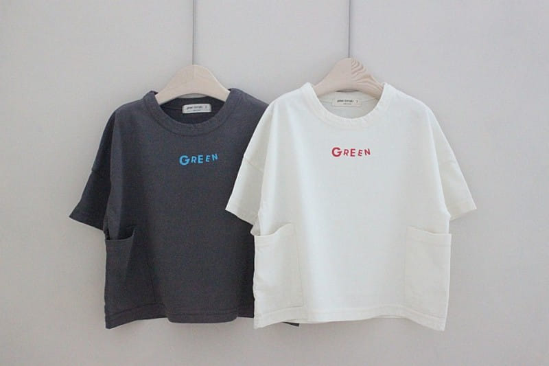 GREEN TOMATO - Korean Children Fashion - #Kfashion4kids - Green Pocket Tee - 6
