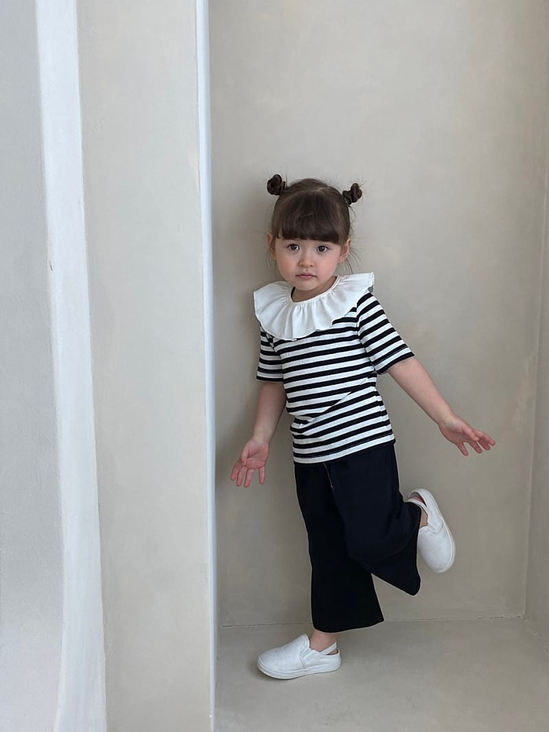 GREEN TOMATO - Korean Children Fashion - #Kfashion4kids - Stripes Frill Tee