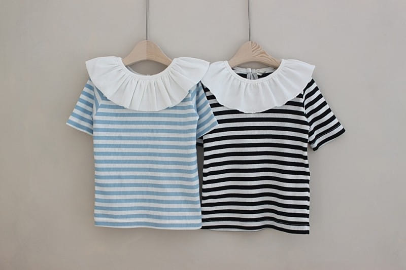 GREEN TOMATO - Korean Children Fashion - #Kfashion4kids - Stripes Frill Tee - 11
