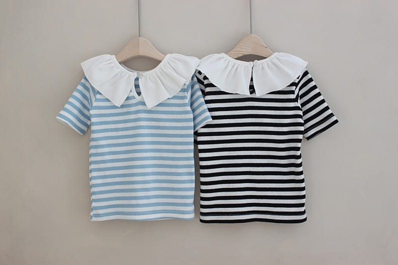 GREEN TOMATO - Korean Children Fashion - #Kfashion4kids - Stripes Frill Tee - 12