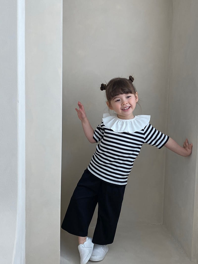 GREEN TOMATO - Korean Children Fashion - #Kfashion4kids - Stripes Frill Tee - 5