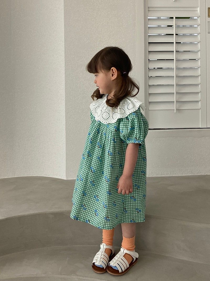 GREEN TOMATO - Korean Children Fashion - #Kfashion4kids - Lace Flower One-piece - 5