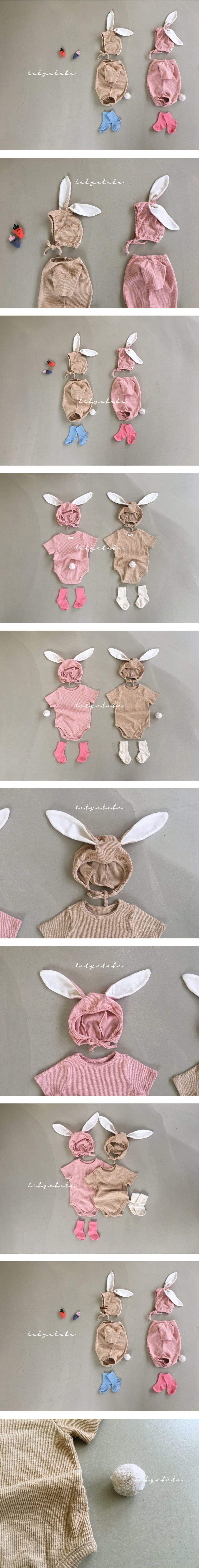 HI BYEBEBE - Korean Children Fashion - #Kfashion4kids - Rabbit Bodysuit with Bonnet