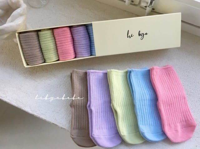 HI BYEBEBE - Korean Children Fashion - #Kfashion4kids - O O Socks [set of 5] - 10