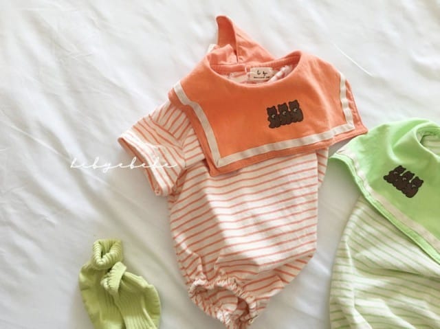 HI BYEBEBE - Korean Children Fashion - #Kfashion4kids - Eating Cookie Bear Stripes Bodysuit