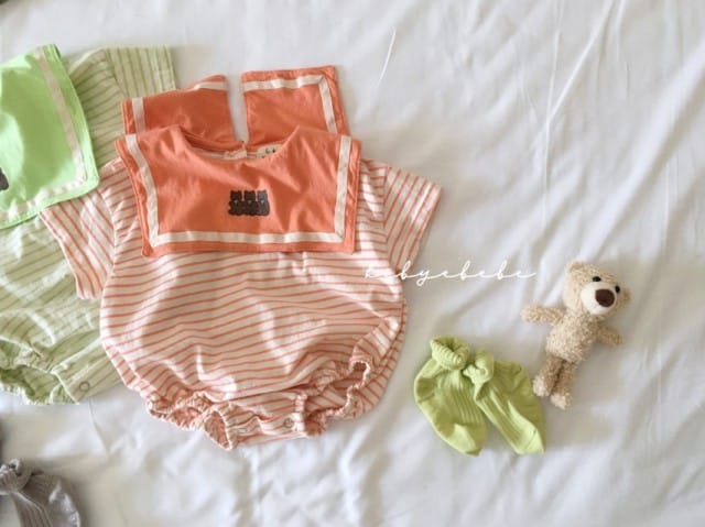 HI BYEBEBE - Korean Children Fashion - #Kfashion4kids - Eating Cookie Bear Stripes Bodysuit - 10